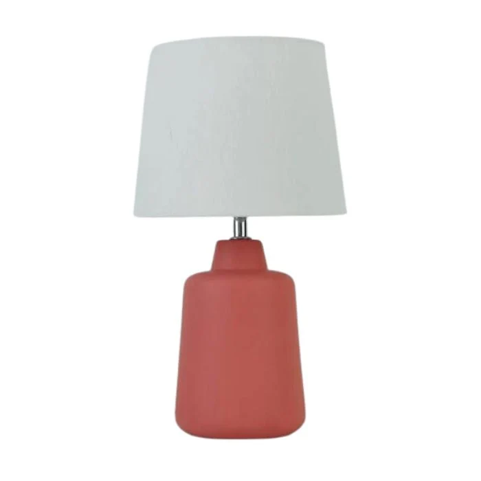 Lampe de table base corail et abat-jour blanc