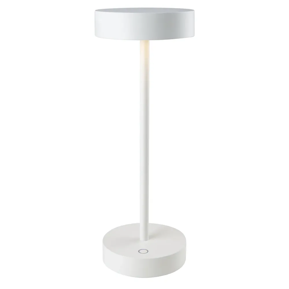 Lampe de table sans fil dimmable en aluminium blanc LED SANDY WHITE H33 cm Lumisky