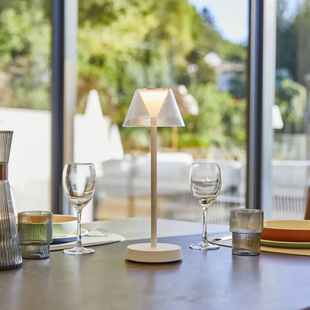 Lampe de table sans fil LED blanc chaud BEVERLY WHITE H34cm Lumisky
