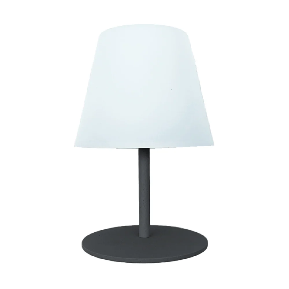 Mini lampe de table sans fil pied en acier gris LED blanc chaud TWINS SOLO ROCK H16cm Lumisky