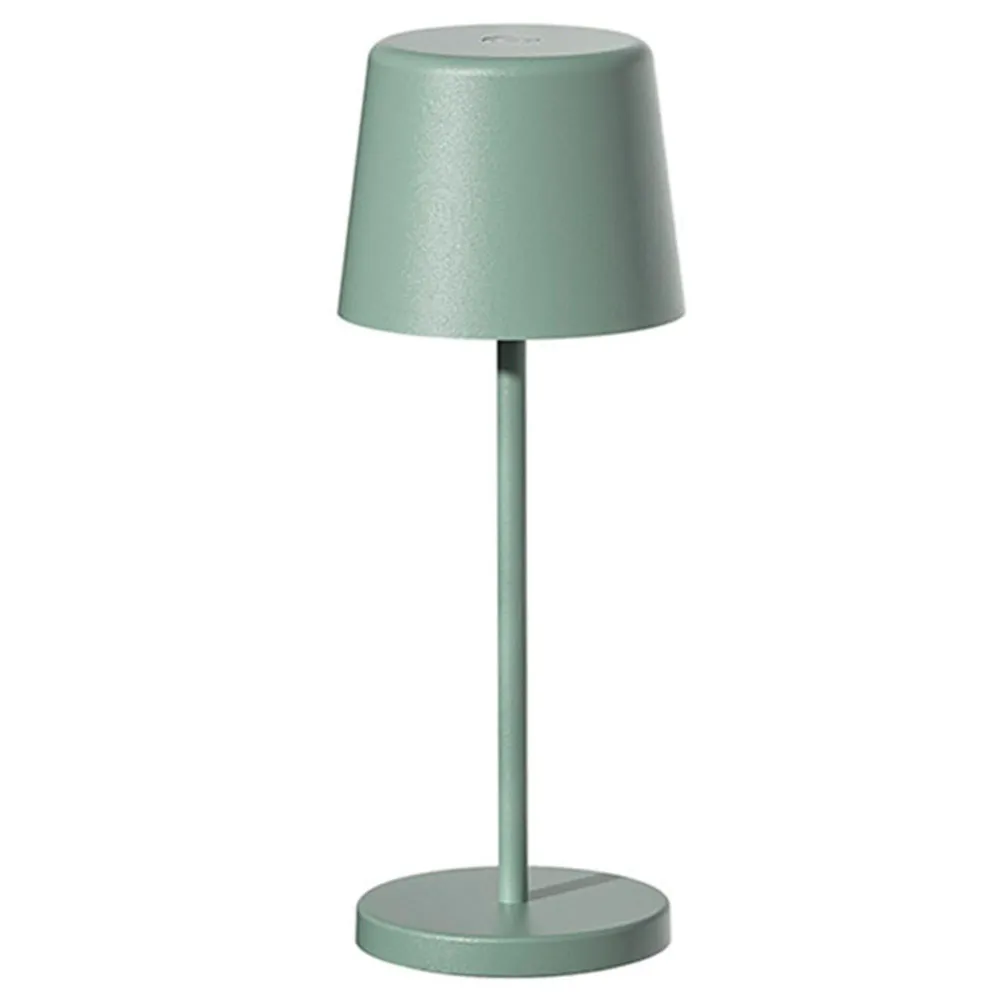 Mini lampe de table touch sans fil en aluminium vert LED KELLY MINI OLIVE blanc dimmable H22cm Lumisky
