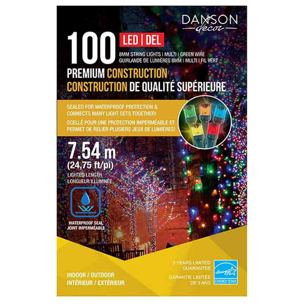 100 lumières LED 8Mm, intérieur/extérieur, fil vert étanche Magasins Hart | Hart Stores