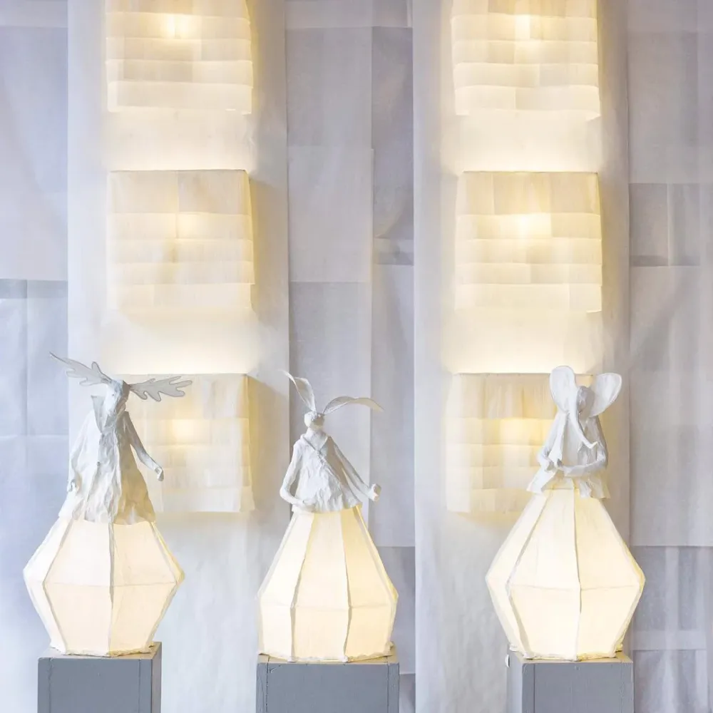 Sculptural light "Animaux" Rabbit papier a etre