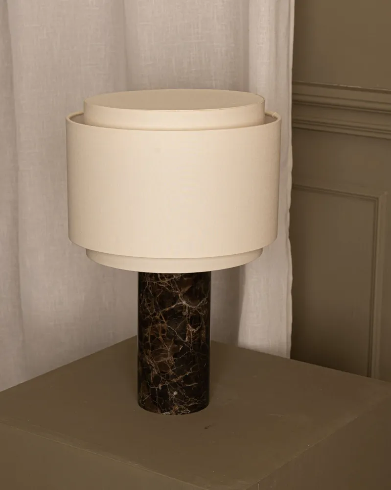 'Pipito Duoble' Table Lamp Brown Marble