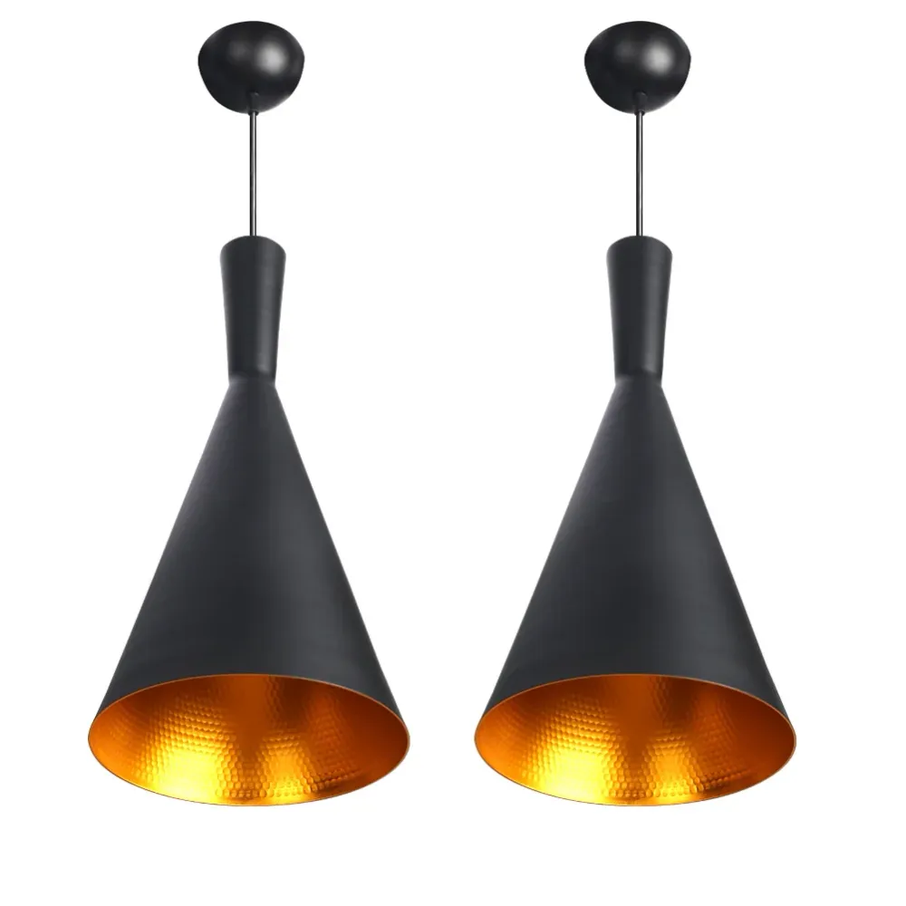 Plafonnier Cône Noir 2 pcs