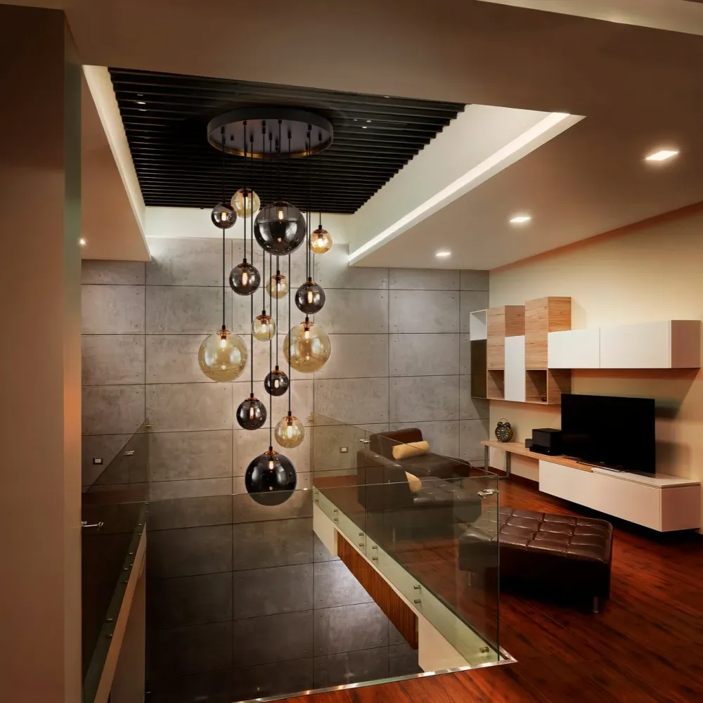 Schuller Dark Large Pendant Ceiling Light 14 Lights Gold Black 439015