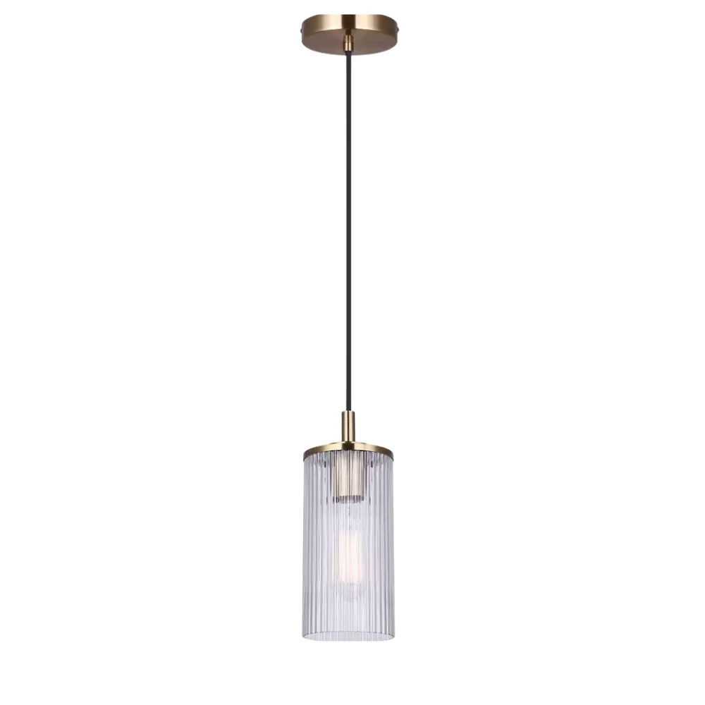 Suspendu simple canarm kinslea or verre clair côtelé