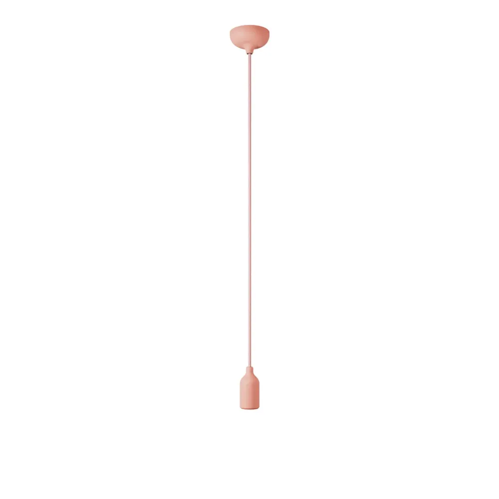 Suspension colorée en silicone avec câble textile - Saumon