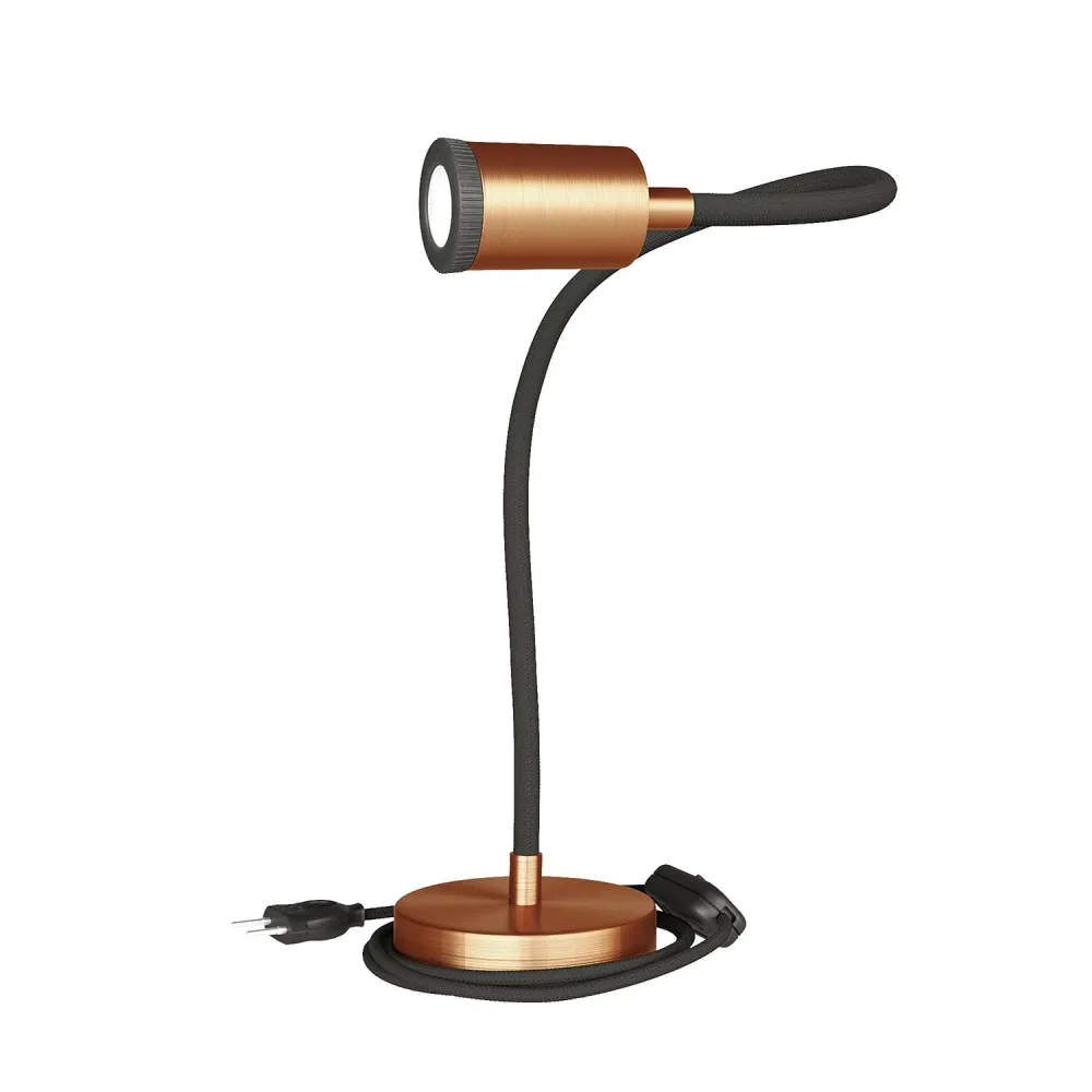 Table Flex GU1d0, lampe de table articulée avec mini Spot LED - Cuivre satiné