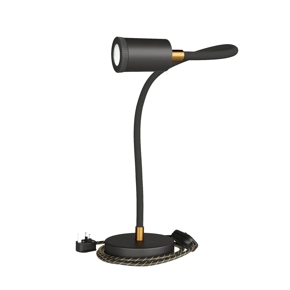 Table Flex GU1d0 lampe de table articulée avec mini spot LED et fiche UK - Noir