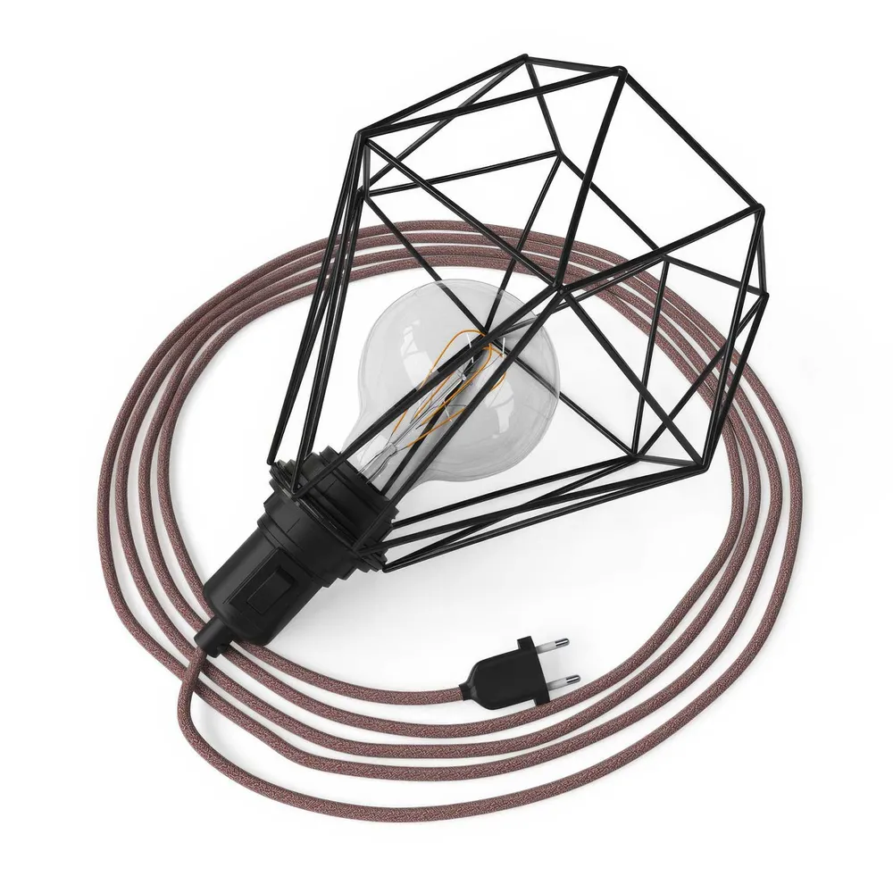 Table Snake - Lampe plug- avec abat-jour cage Diamond - Noir