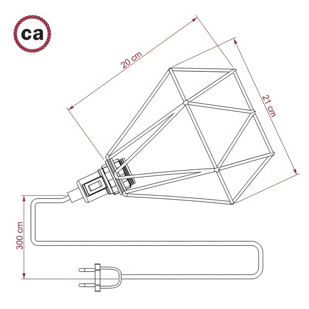 Table Snake - Lampe plug- avec abat-jour cage Diamond - Noir