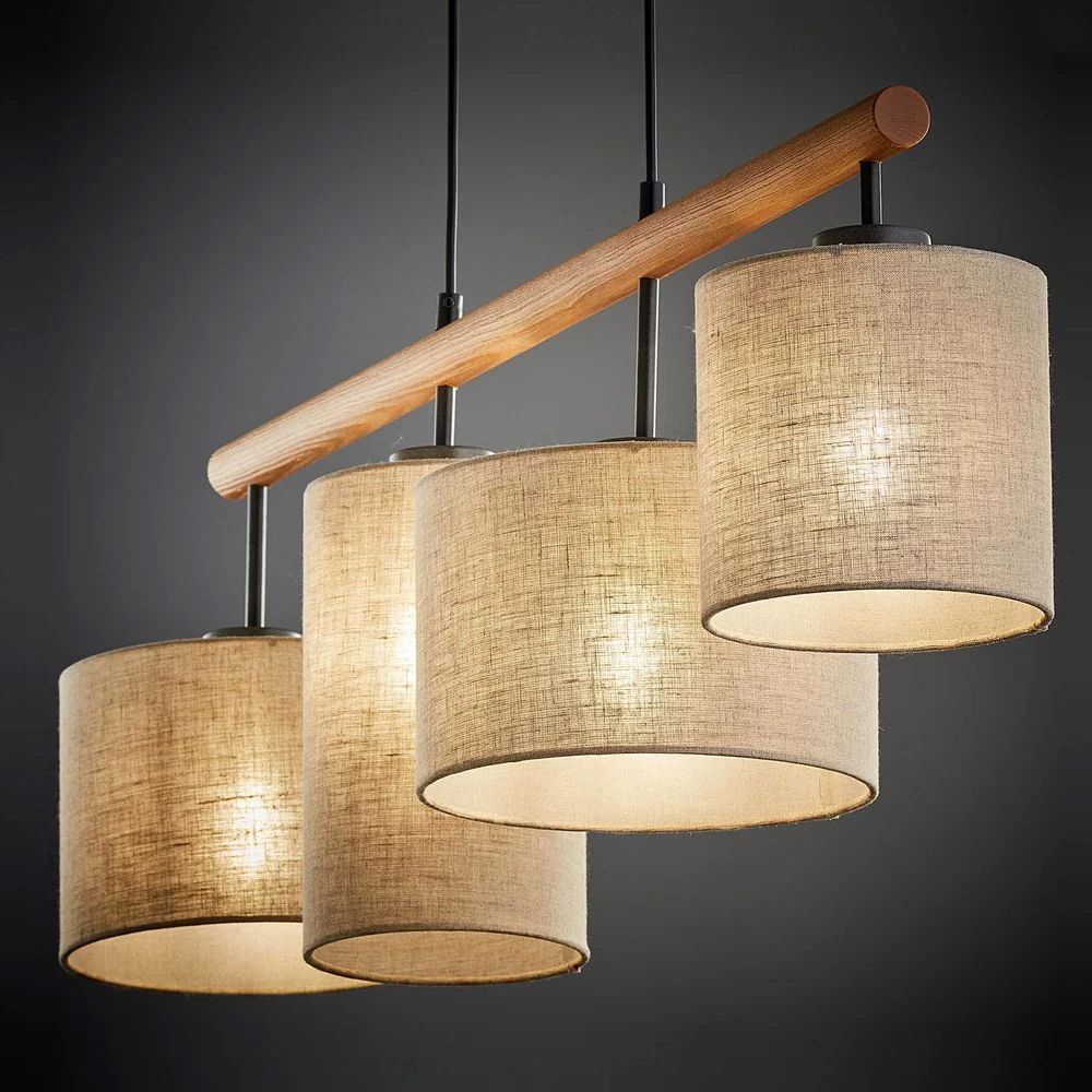 Suspension linéaire DEVA en métal noir E27 4L TK Lighting
