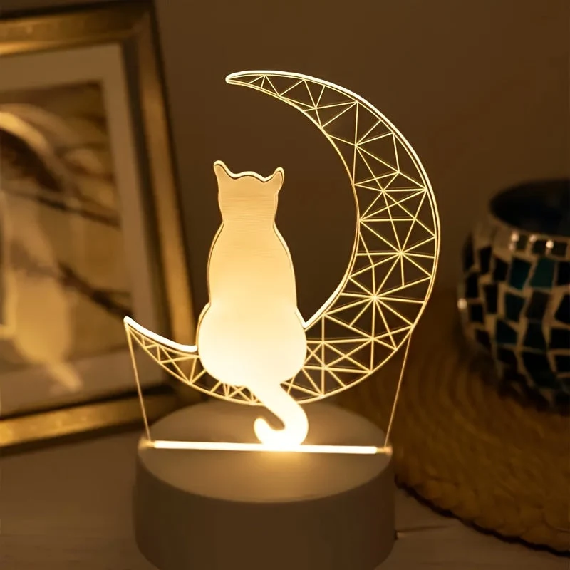 Veilleuse LED 3D lune à poser