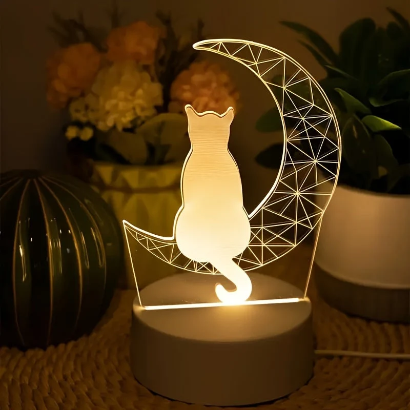 Veilleuse LED 3D lune à poser
