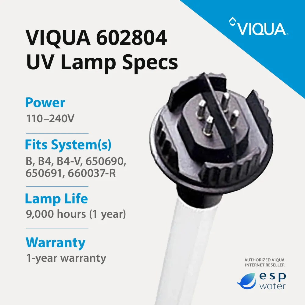 Lampe UV VIQUA 602806 pour E4, E4+, E4-V, E, E+, PRO7, IHS-E4