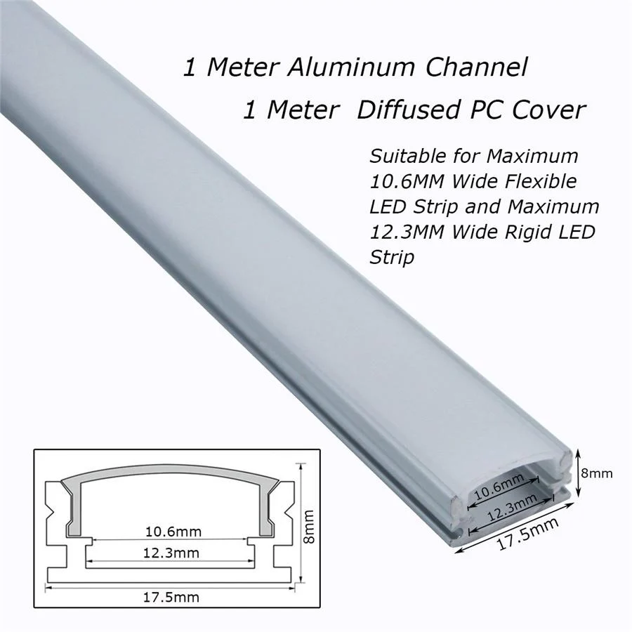 Yoho Canaux en Aluminium avec Diffuseurs pour Bandes Lumineuses LED, 17.5x8mm, Paquet de 10