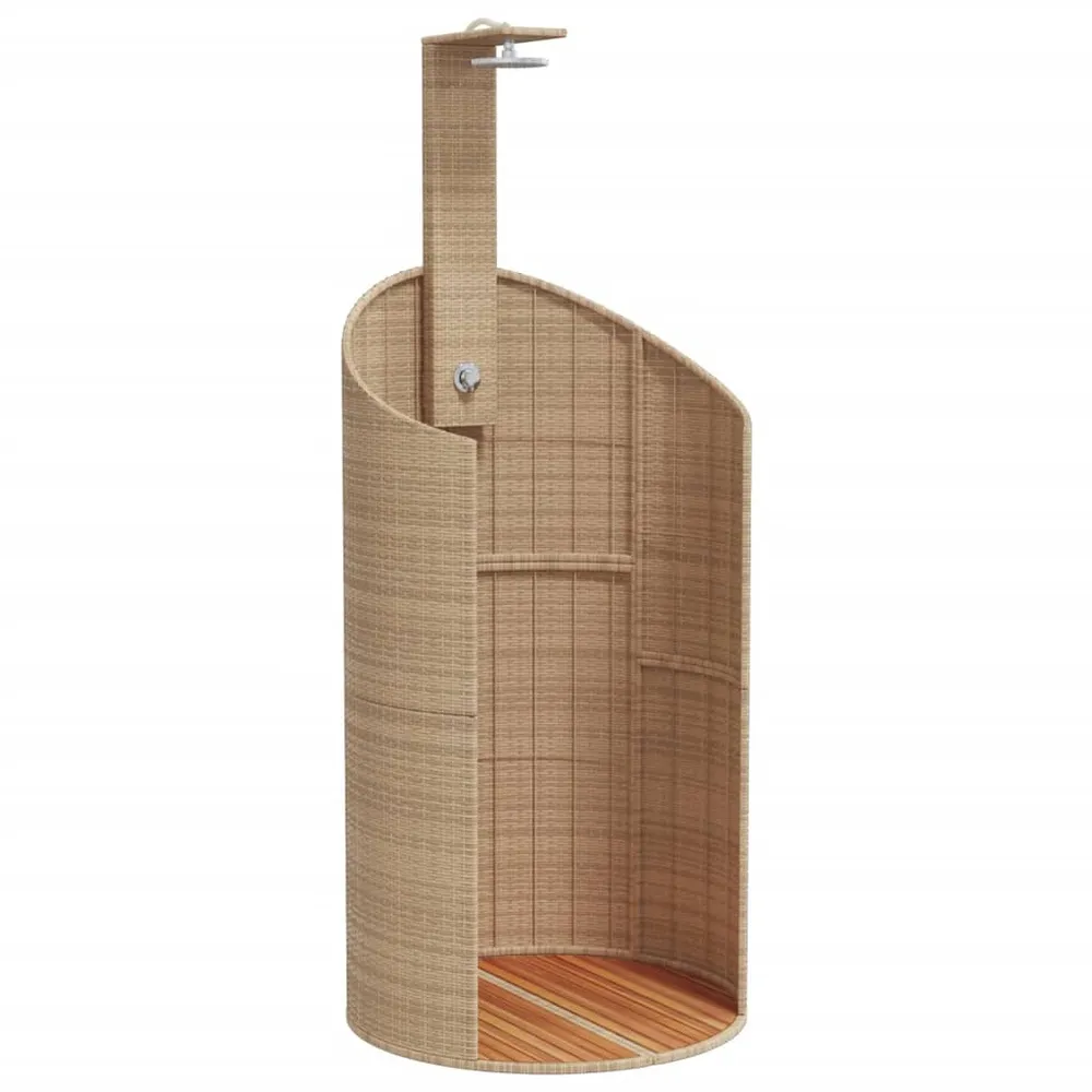 Douche d'extérieur beige 100 x 100 x 241,5cm poly rotin bois acacia chamois 02_0042030