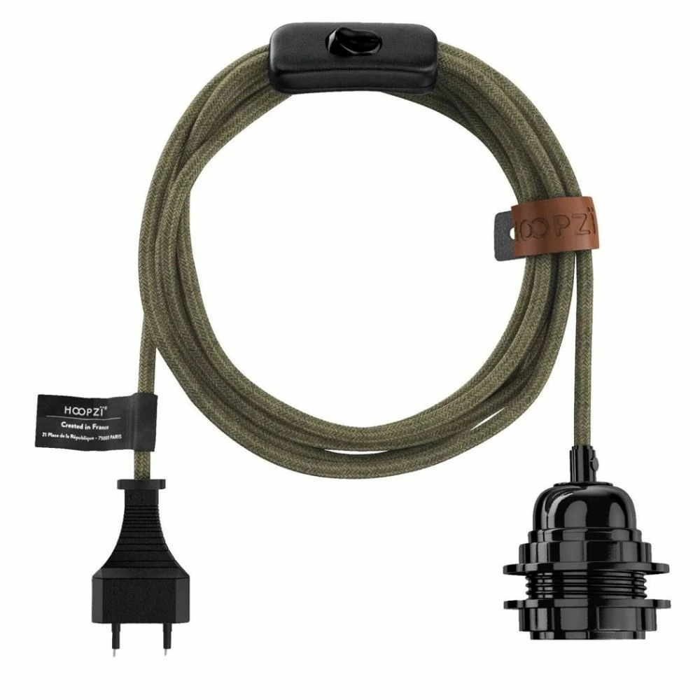 Plomb lourd Luminaire corde bala fil électrique - lin kaki
