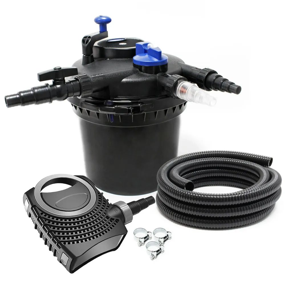 Kit set bassin 8000 litres 11 watts UVC pompe 3600 l/h tuyau 5 m kit de filtration 16_0001966 pour rénovation complète