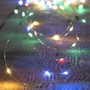 Haute Luminosité Guirlande lumineuse d'extérieur Cuivre rouge 100 MicroLED Multicolore sur 10 Mètres avec 8 jeux de lumière