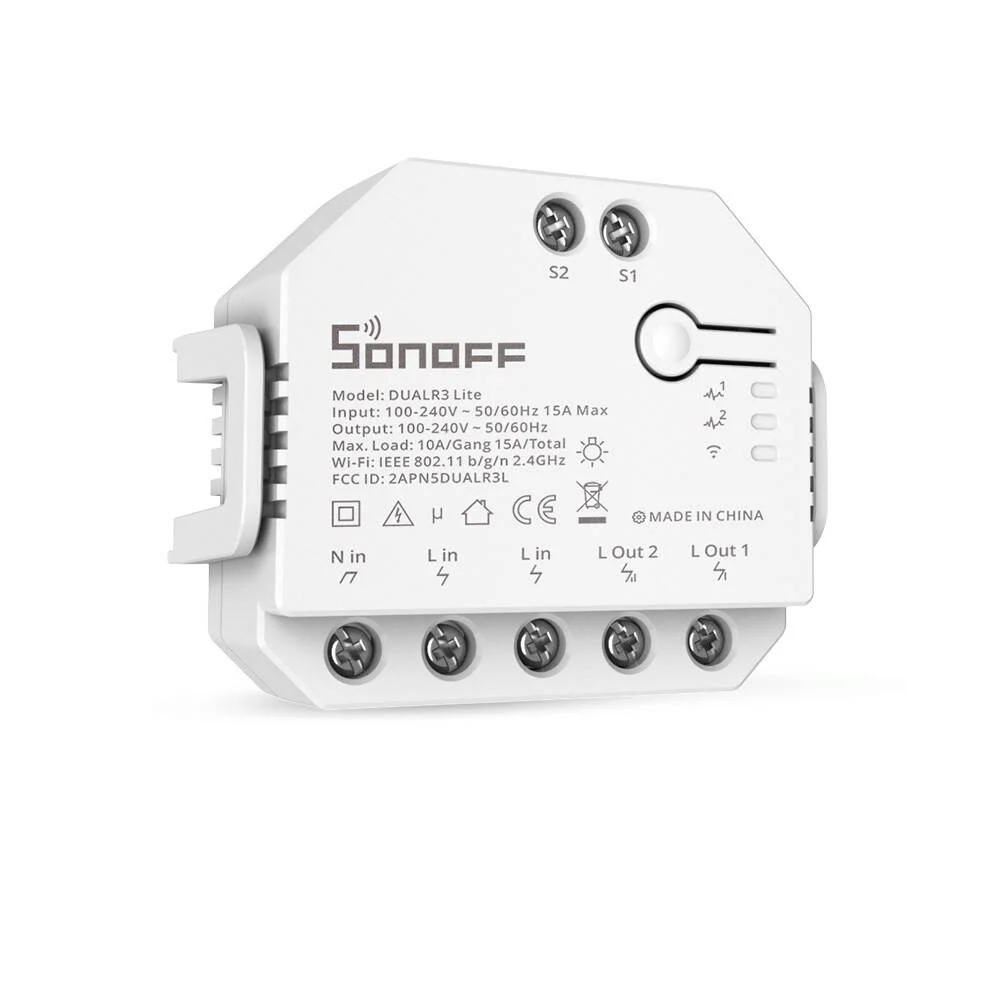Étanche IP44 WiFi Switch Interopérable avec Interrupteur Double Standard SONOFF Dual R3 Lite 15A