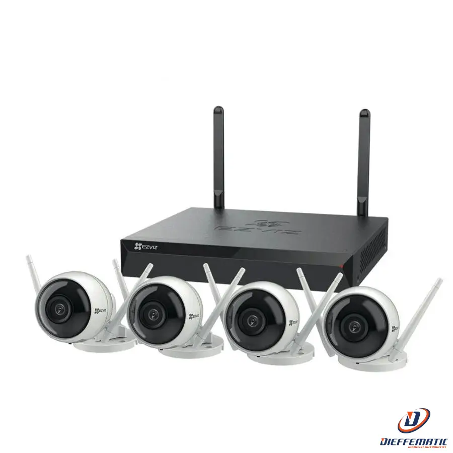 Ezviz Kit X5S + 4 H3C 4Mp Kit Sistema Di Sicurezza Telecamere Wi-Fi avec Guide d'Utilisation