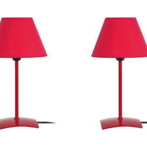 Lampe de secours Pair de Lampes de chevet droit métal rouge 29 cm.