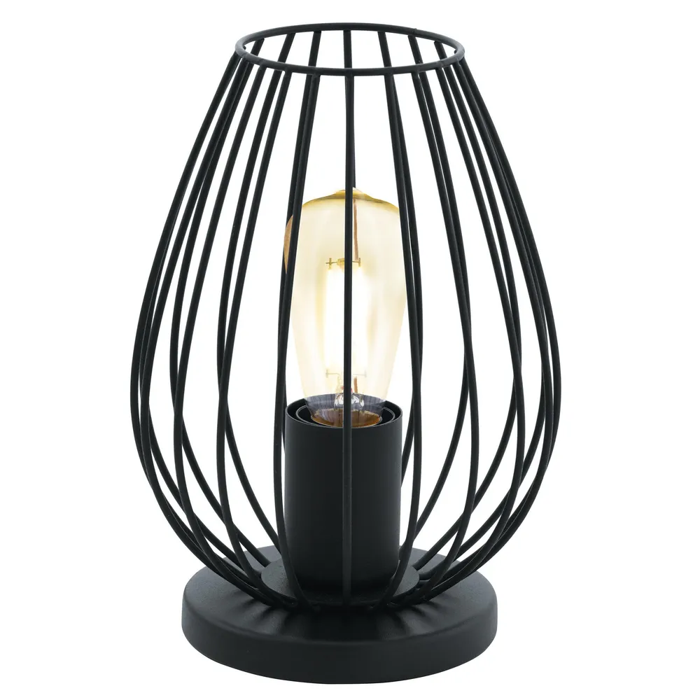 Lampe de table métal noir NEWTOWN E27 1X60W avec ampoule LED incluse