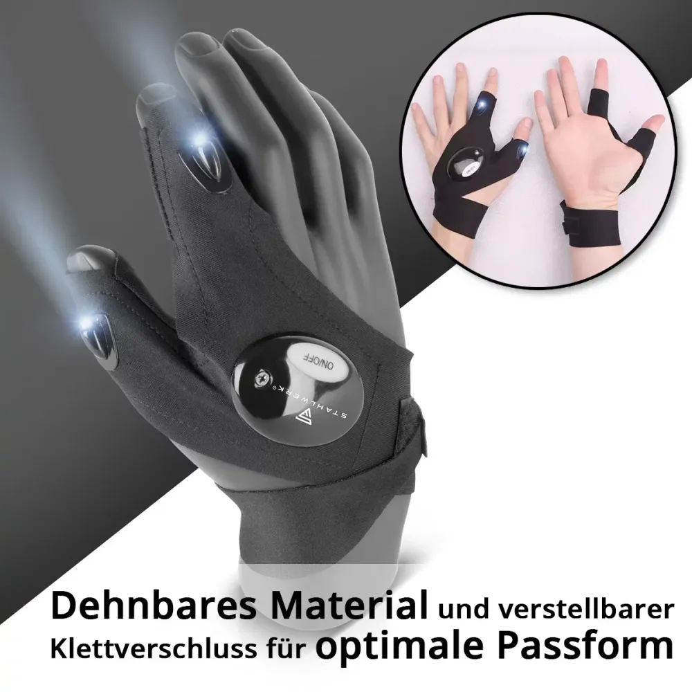 Gants à LED de Steelworks 2 | Lumière légère et mains libres pendant les réparations ou l'assemblage de travaux de travail...