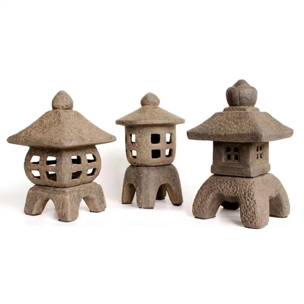 Lanterne volcanique chinoise L. 14 x l. 14 x H. 24 cm Mistral Bonsai compatible avec système solaire