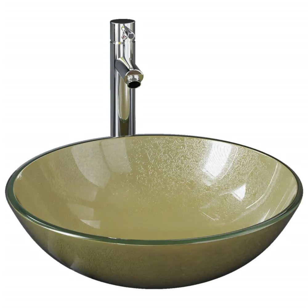 Étanche IPX4 Lavabo de bain avec robinet et drain à poussoir Verre trempé