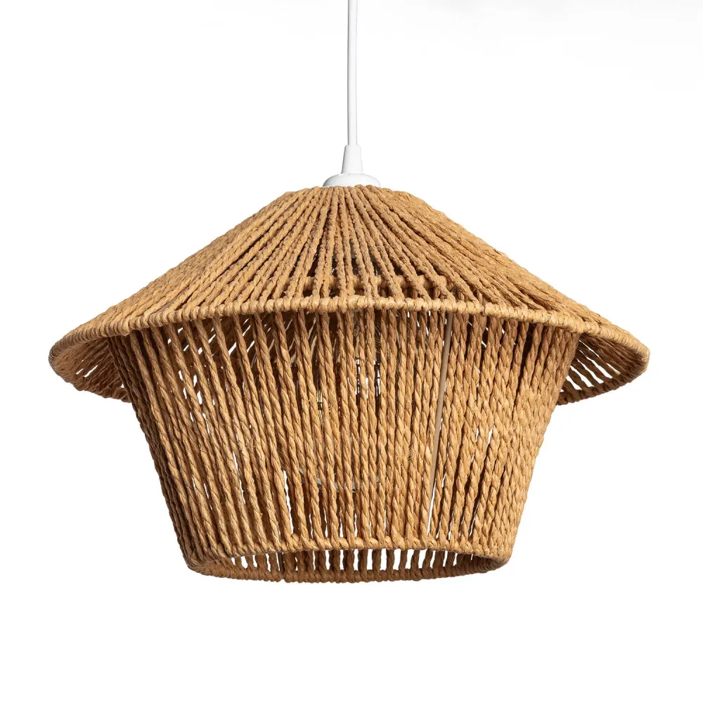 Lustre Ilai en fibres naturelles avec éclairage LED intégré en multicolore