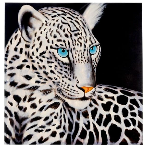 Mendler peinture à l'huile Blanc pur Leopard peinture murale 100% peinte à la main XL 100x100cm 44724 acheter à b...
