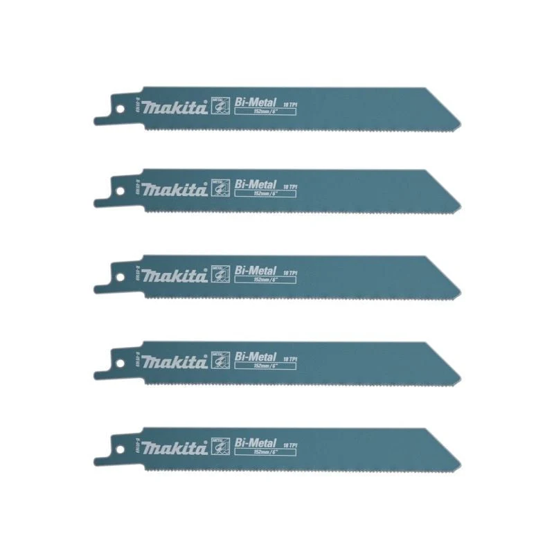 Haute Performance Lot de 5 lames de scie sabre MAKITA B-05169 Bi-Métal flexibles pour acier et Inox (2,5 à 3,5 mm) et méta...