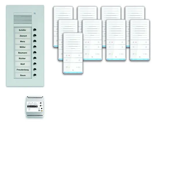Système de commande de porte audio TCS : pack UP pour 9 unités résidentielles avec poste extérieur PUK 9 boutons de sonner...