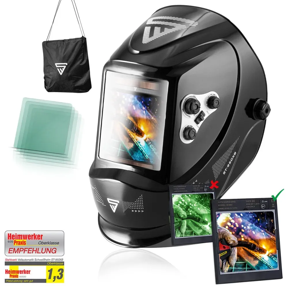 Stahlwerk ST-950 XB Full Intelligent Real Color Welding Casque avec une fonction 3 en 1, noir brillant, dont 5 disques et...