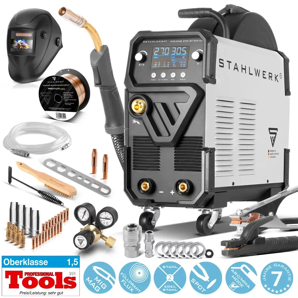 Acier Mill Mig Mag 270 Digital Full Equipment IGBT 4-en-1 Dispositif de soudage de gaz protecteur | Onduleur avec 270 , fo...