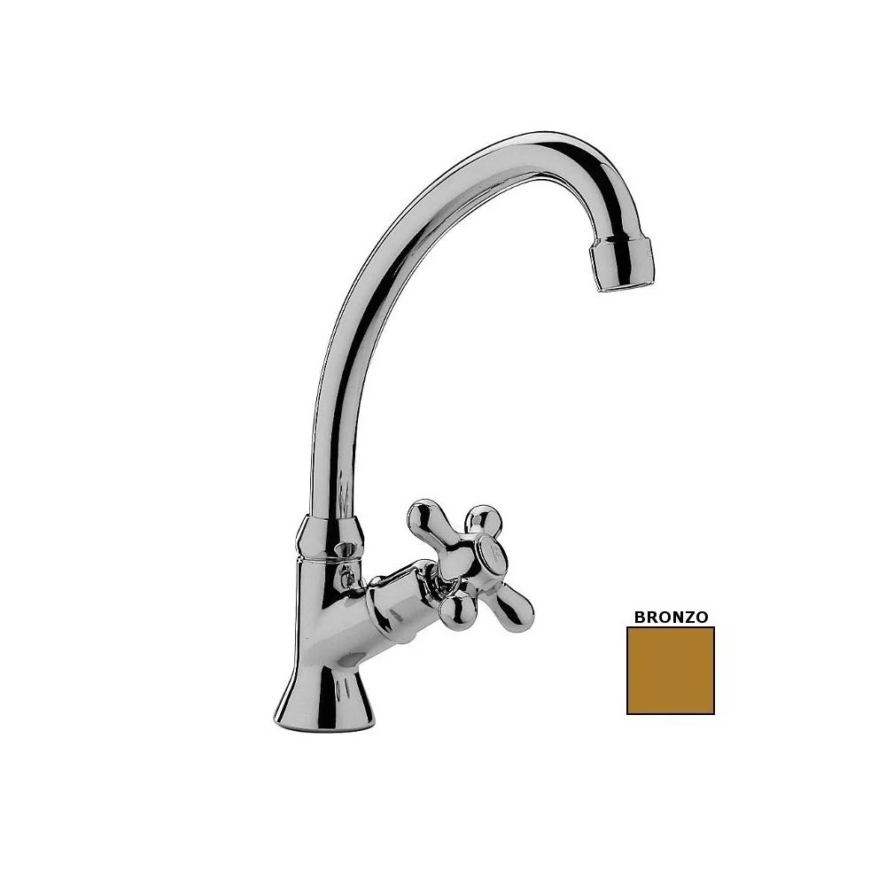 Robinet d'évier avec bec orientable série Iris modèle IRV091BR cuivré foncé Paffoni