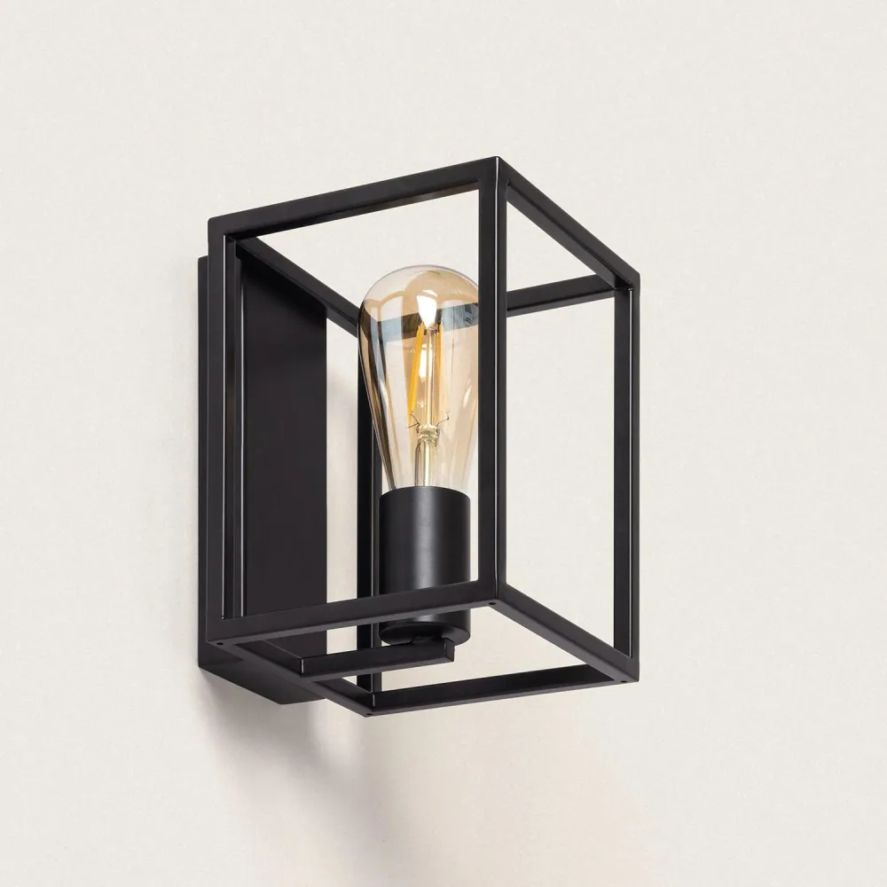Lanterne murale noire Edit Crate dotée d'éclairage LED intégré pour chambre d'enfant