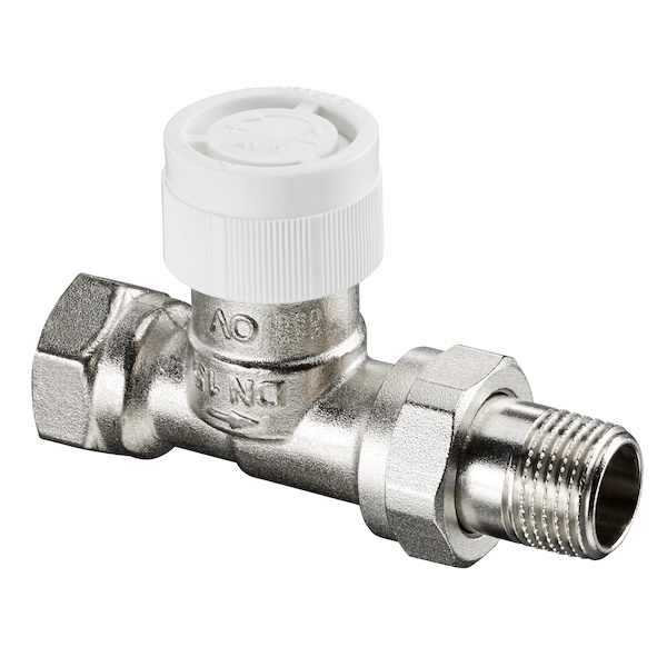 Corps thermostatique droit AV9 - 3/4" - nickelé - OVENTROP avec grille de protection